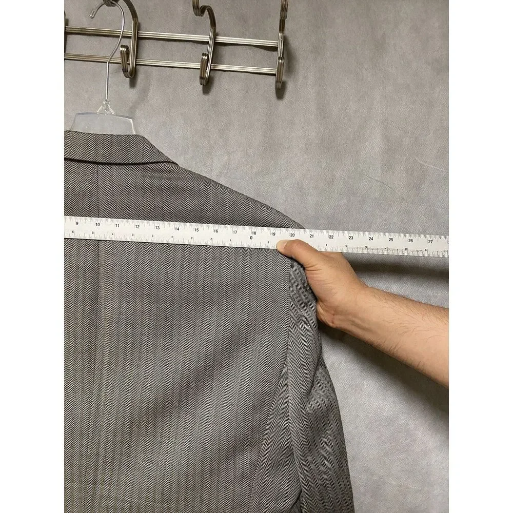 Ralph Lauren Blazer Men 44R Gray Beige 2B Flannel Wool Career Coat Jacket Luxury